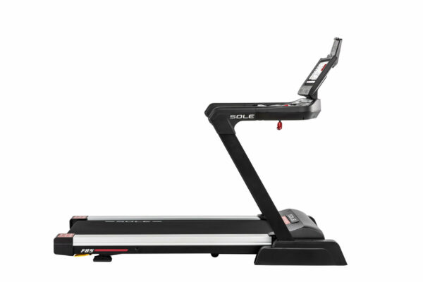 Photo of highest rated Sole F85 Treadmill 2023 side view deck flat